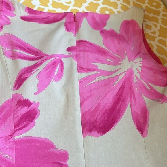 JONES NEW YORK Size 10 Tan Pink Floral Dress - Picture 14 of 15